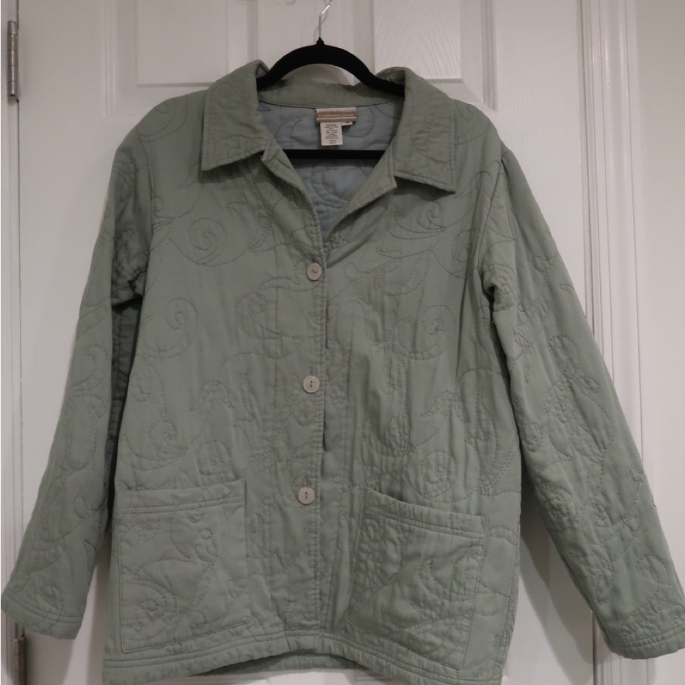 Coldwater Creek Quilted Utility Jacket in Light Green